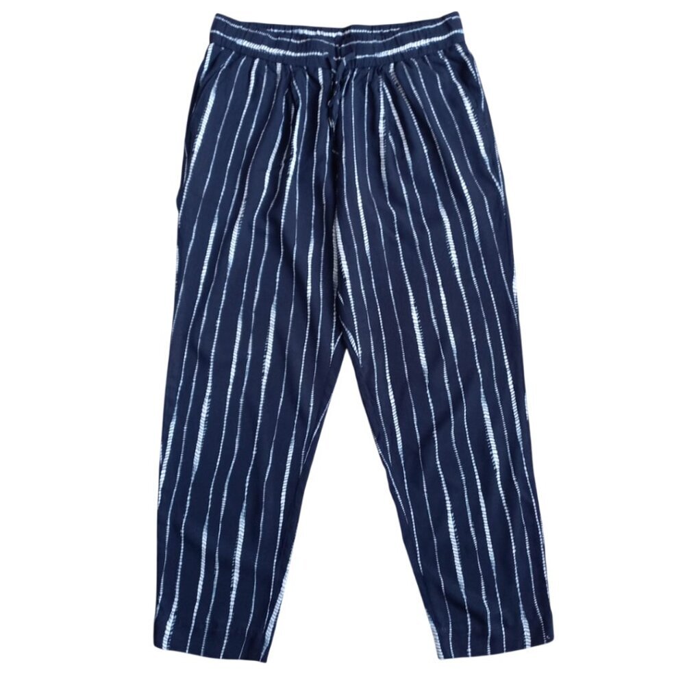 Banana Republic Petite Blue & White Striped Linen Blend Pull-On Pants - Size S
